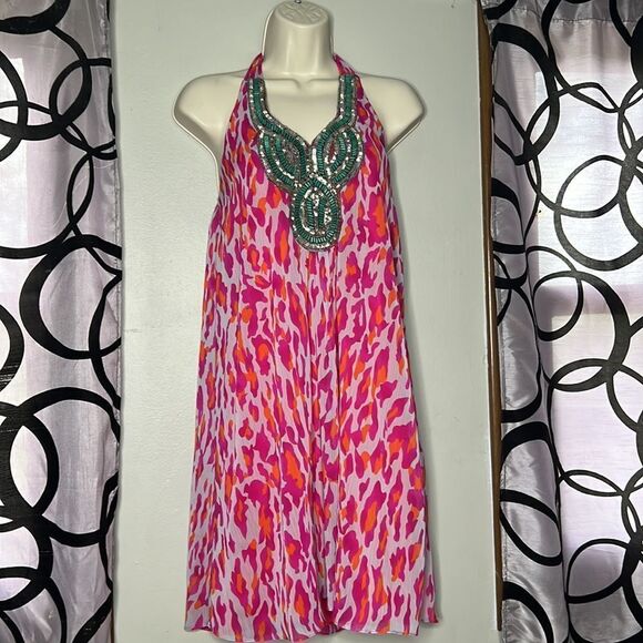Boston Proper Pink Printed Halter Dress XXS - Picture 3 of 13